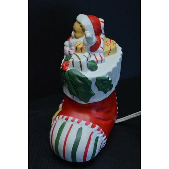 Vintage Christmas Around the World Stocking Teddy Bear Night Light Lamp Ceramic - Picture 7 of 12